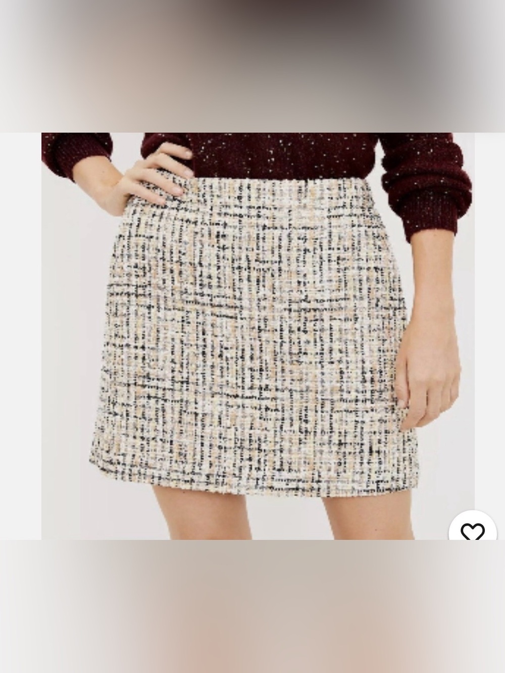 LOFT Shimmer Metallic Neutral Tweed Mini Skirt